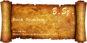Beck Szabina névjegykártya
